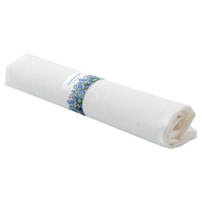 Elegant Watercolor Forget-me-not Wedding Napkin Bands (Angled)