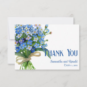 Elegant Watercolor Forget-me-not Wedding Thank You Invitation