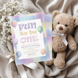 Elegant  Watercolor Fun to be One  1st Birthday  G Invitation