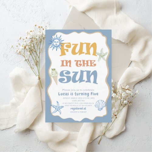 Elegant Watercolor Fun to be One 5th Birthday b Invitation