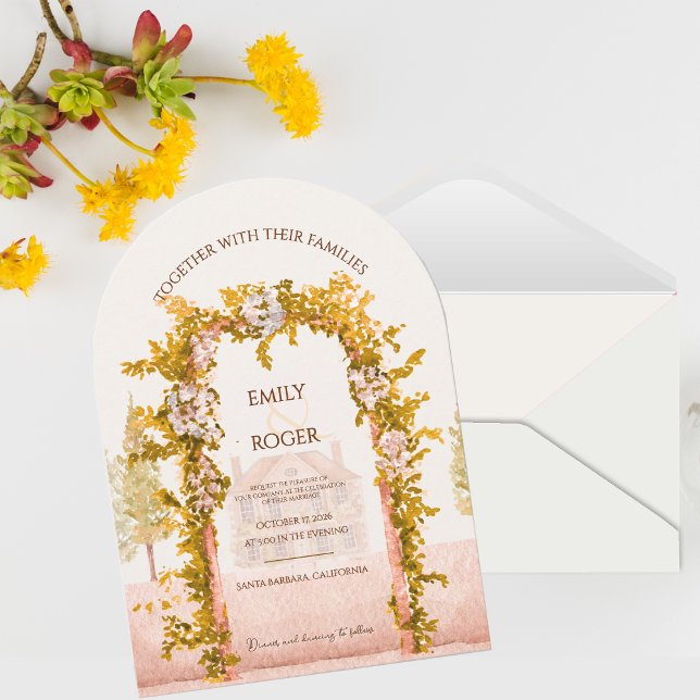 Elegant Watercolor Garden Arch Countryside Wedding Invitation (Elegant Watercolor Garden Arch Wedding Invitation Rustic Countryside Floral Wedding Invite)