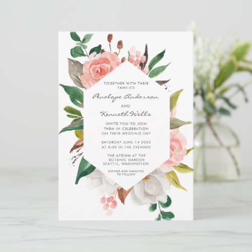 Elegant Watercolor Garden Floral Wedding Invitation