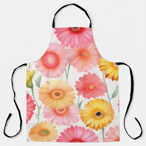 Elegant Watercolor Gerbera Apron