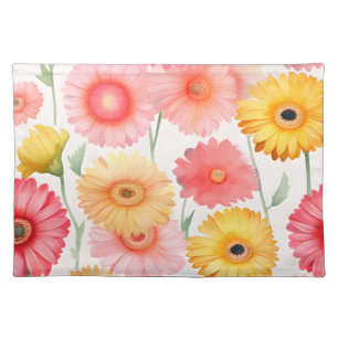 Elegant Watercolor Gerbera Cloth Placemat