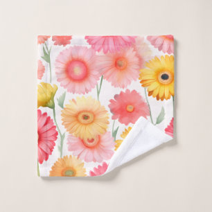Elegant Watercolor Gerbera Wash Cloth