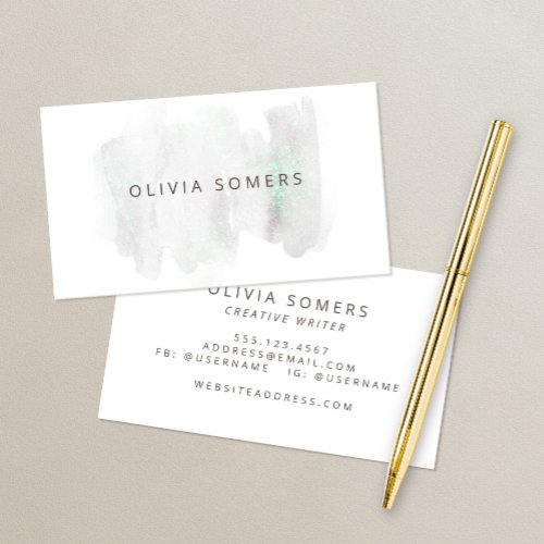 Elegant Watercolor Glitter Business Card
