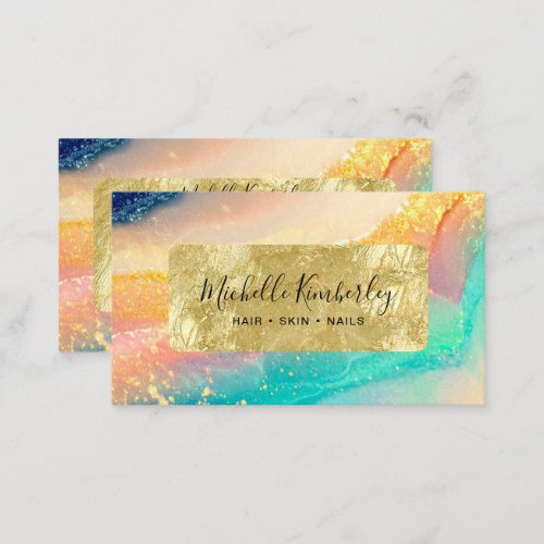 Elegant Watercolor Gold Foil Business Card