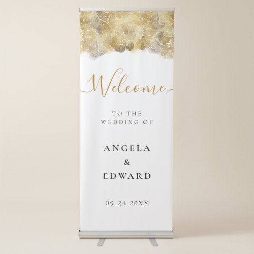 Elegant Watercolor Gold Wedding Welcome  Retractable Banner
