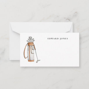 Elegant Watercolor Golf Bag Little Note Card