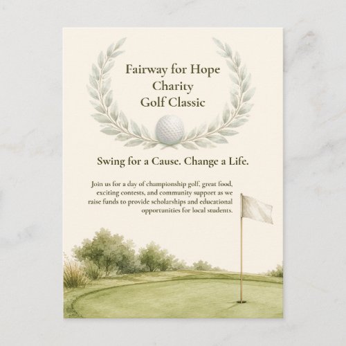 Elegant Watercolor Golf Tournament Invitation Postcard