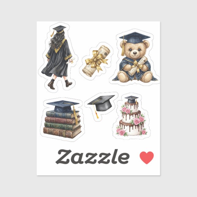 Elegant Watercolor Graduation stickers (Sheet)