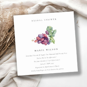 Elegant Watercolor Grape Bridal Shower Invite