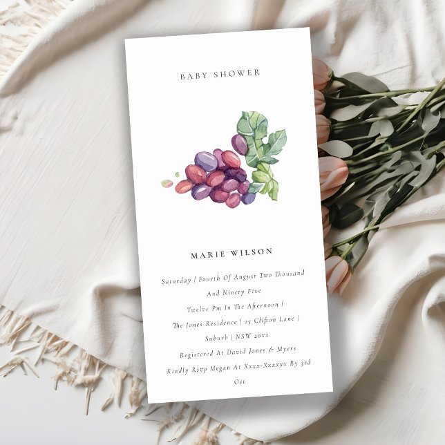 Elegant Watercolor Grape Fauna Baby Shower Invite (Creator Uploaded)
