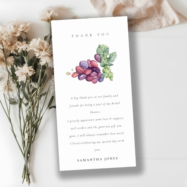 Elegant Watercolor Grape Foliage Wedding Thank You Card (Creator Uploaded)