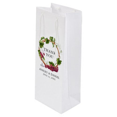 Elegant Watercolor Grape Vines Wood Wreath Wedding Wine Gift Bag