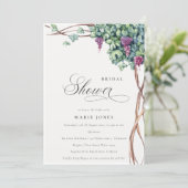 Elegant Watercolor Grapevine Bridal Shower Invite (Standing Front)