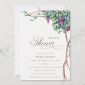 Elegant Watercolor Grapevine Bridal Shower Invite (Front)