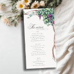 Elegant Watercolor Grapevine Wedding Menu Card<br><div class="desc">If you need any further customisation please feel free to message me on yellowfebstudio@gmail.com.</div>
