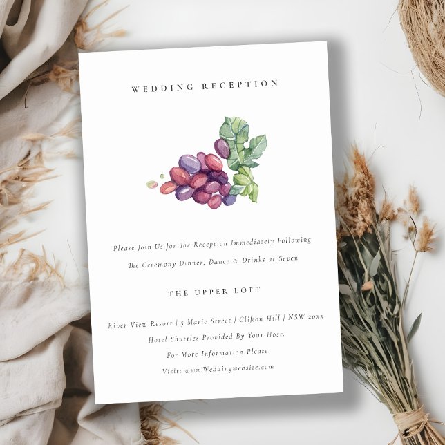 Elegant Watercolor Grapevine Wedding Reception Enclosure Card (Creator Uploaded)