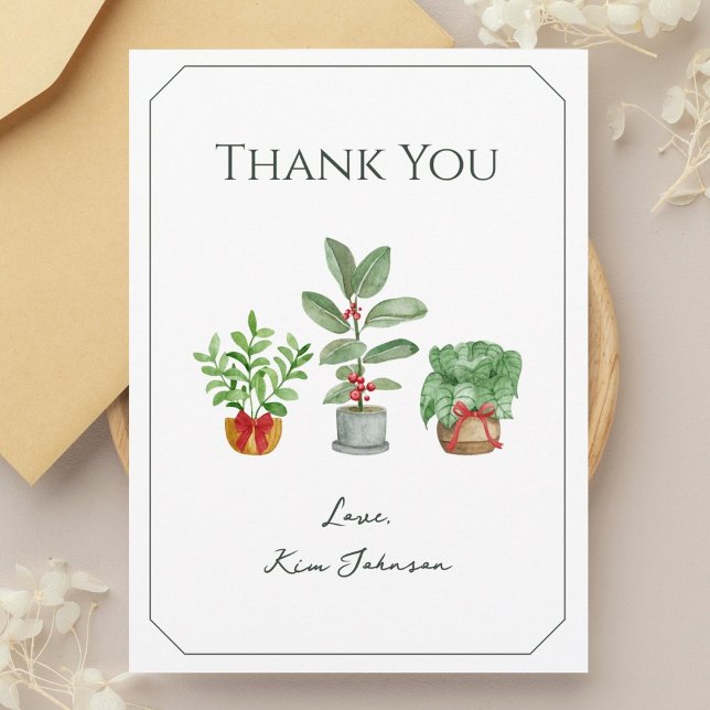 Elegant Watercolor Green Botanicals Thank You Card (Creator Uploaded)