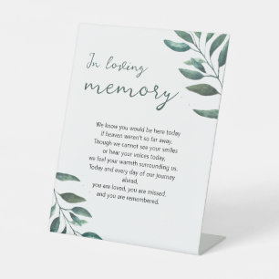 Elegant Watercolor Green Foliage Memorial Honor Pedestal Sign