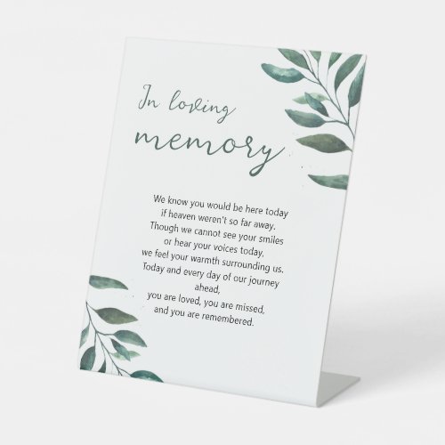 Elegant Watercolor Green Foliage Memorial Honor Pedestal Sign