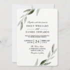 Elegant Watercolor Green Leaf Wedding Invite