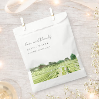 Elegant Watercolor Green Winery Vineyard Wedding Favor Bag