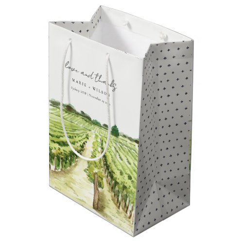 Elegant Watercolor Green Winery Vineyard Wedding Medium Gift Bag