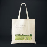 Elegant Watercolor Green Winery Vineyard Wedding Tote Bag<br><div class="desc">Rustic Watercolor Winery Vineyard Theme Collection.- it's an elegant script watercolor Illustration of vineyard lively green in color,  Perfect for your Vineyard destination wedding & parties. It’s very easy to customize,  with your personal details. If you need any other matching product or customization,  kindly message via Zazzle.</div>