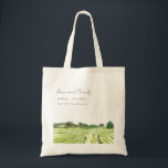 Elegant Watercolor Green Winery Vineyard Wedding Tote Bag<br><div class="desc">Rustic Watercolor Winery Vineyard Theme Collection.- it's an elegant script watercolor Illustration of vineyard lively green in color,  Perfect for your Vineyard destination wedding & parties. It’s very easy to customize,  with your personal details. If you need any other matching product or customization,  kindly message via Zazzle.</div>