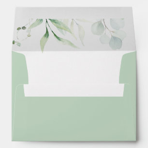 Elegant Watercolor Greenery Botanical Wedding Envelope