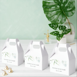 Elegant Watercolor Greenery Botanical Wedding Favor Boxes