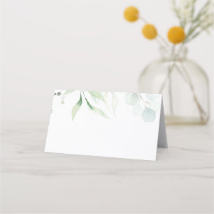 Elegant Watercolor Greenery Botanical Wedding Place Card