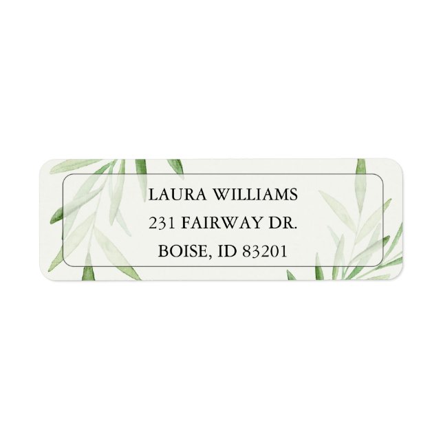 Elegant Watercolor Greenery Bridal Shower  Label (Front)