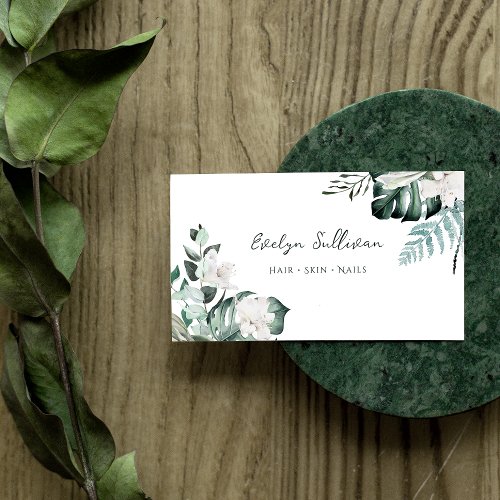 Elegant watercolor greenery business card