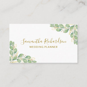 Elegant Watercolor Greenery Eucalyptus Business Card