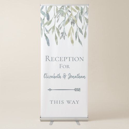 Elegant Watercolor Greenery Event Directional Retractable Banner