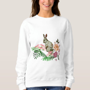 Elegant Watercolor Greenery Floral Easter Bunny  Sweatshirt