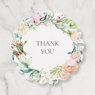 Elegant Watercolor Greenery Floral Wedding Favor Tags