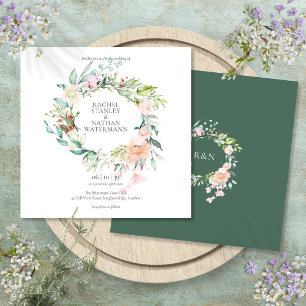 Elegant Watercolor Greenery Floral Wedding Invitation