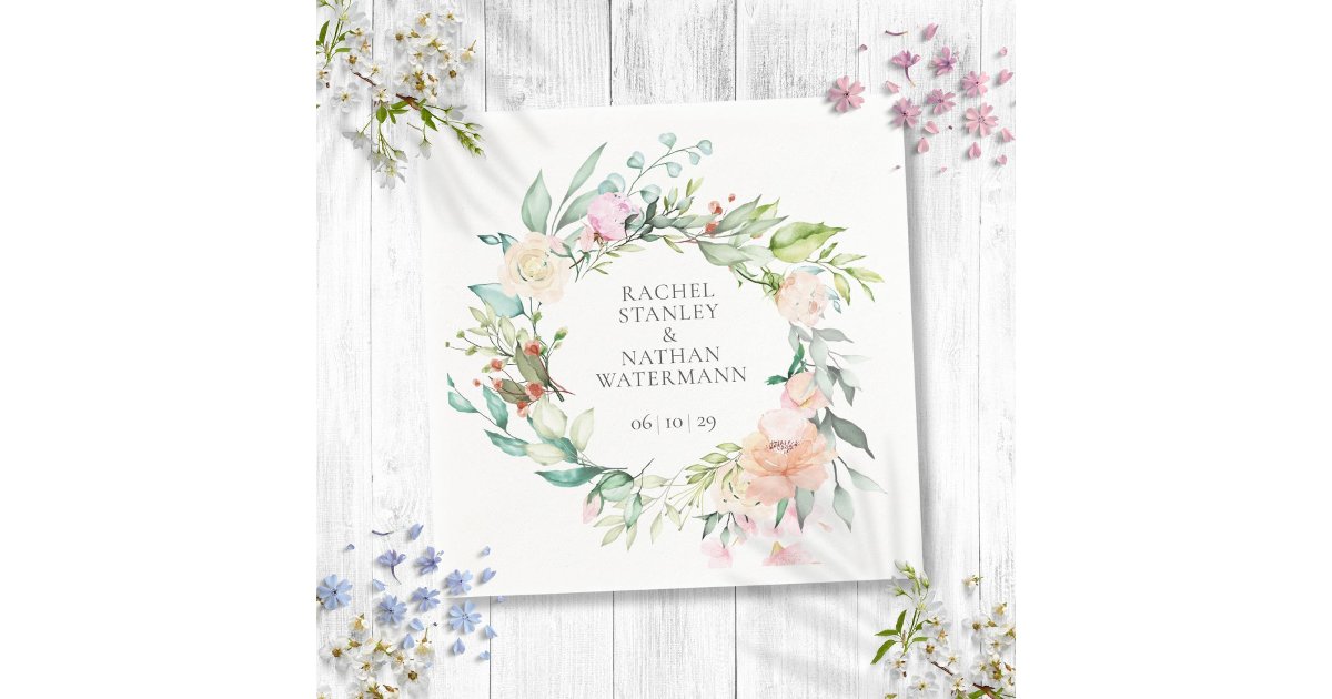 Elegant Watercolor Greenery Floral Wedding Napkins | Zazzle