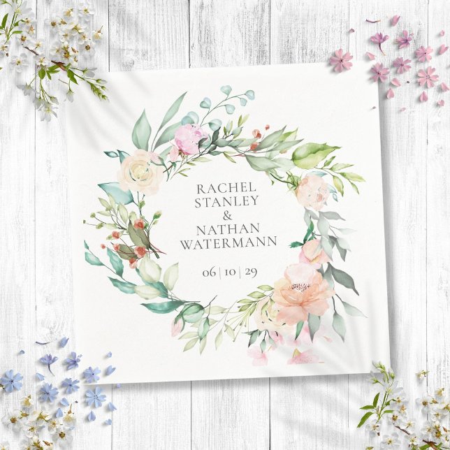 Elegant Watercolor Greenery Floral Wedding Napkins (Elegant Watercolor Greenery Floral Wedding Napkins)