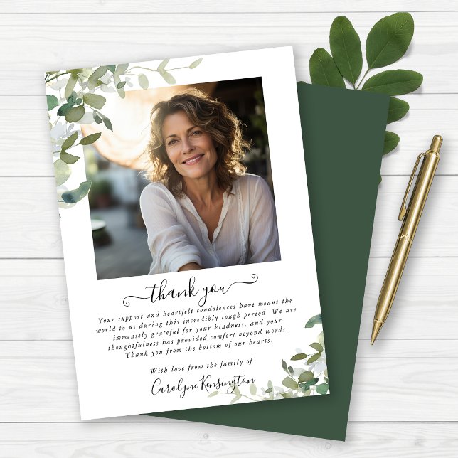 Elegant Watercolor Greenery Funeral Thank You Card (Elegant Watercolor Greenery Funeral Thank You)