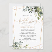 Elegant Watercolor Greenery Gold Bridal Shower Invitation (Front)