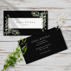 Elegant Watercolor Greenery Leaves Business Card