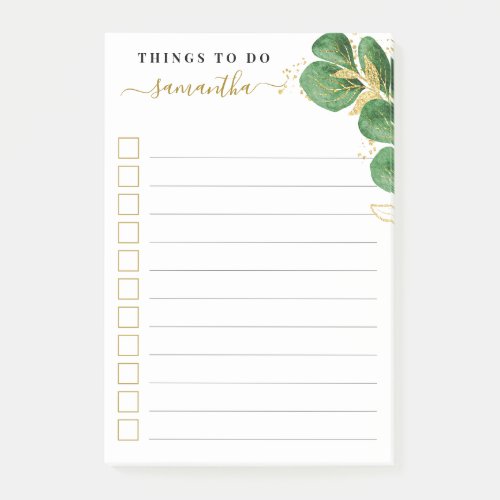 Elegant Watercolor Greenery Lined To Do List  Post_it Notes