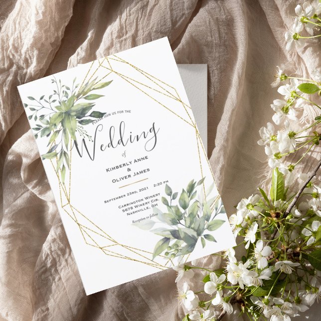 Elegant Watercolor Greenery Modern Wedding Invitation (Creator Uploaded)