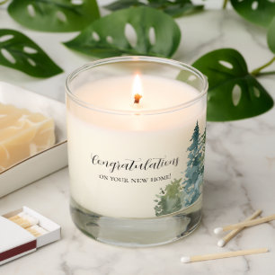Elegant Watercolor Greenery New Home Scented Candle