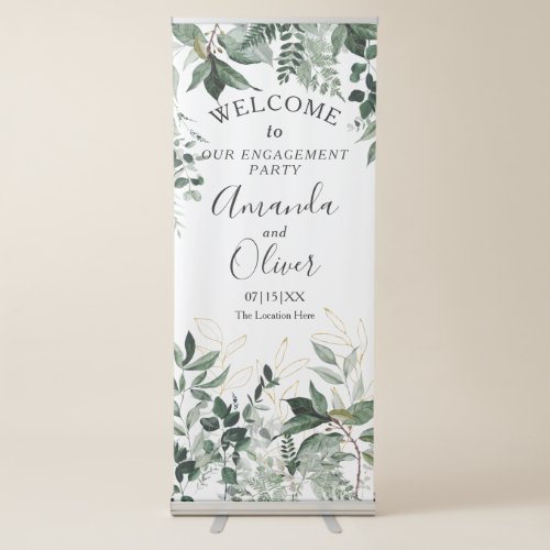 Elegant watercolor Greenery Party Welcome sign